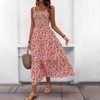 Womens Summer Maxi Dress Sleeveless Floral Spaghetti Strap Smocked Boho Beach Long Dress - 4 of 4
