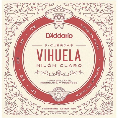 D'Addario Vihuela 5 String Set, Clear Nylon, Hard Tension