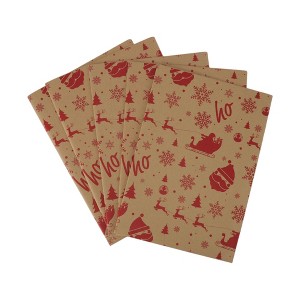 Unique Bargains Gift Wrap Paper Christmas Logo Yellow Kraft 27.56"x19.69" 5 Pcs - 1 of 4