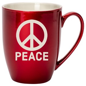 100 North Cardinal Red Metallic Finish, 10 Ounce, Comfortably Fits Your Hands, New Bone China Coffee Tea Cup Mug, Peace Sign - 1 of 1
