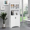 Kitchen Hutch, 70" Pantry Cabinet with Glass Framed Door, Storage Cabinet with Adjustable Shelves and Microwave Space for Dining Room - 2 of 4