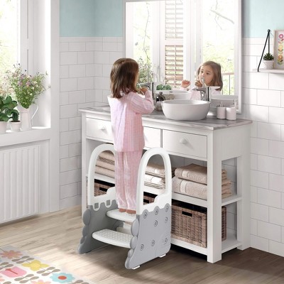Toddler Step Stool for Bathroom Sink, Adjustable 2 Step Stool ith Handles and Non-Slip Pads for Kids Toilet Potty Training