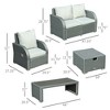 6-PCs Patio Furniture Sets Outdoor Wicker Sofa Set Rattan Angle Adjustable Recline Single Chair Conversation Set, Ottomans - 3 of 4