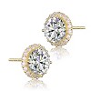 Guili Sterling Silver Colored Cubic Zirconia Round Halo Stud Earrings, a Radiant and Classic Jewelry Piece for a Versatile and Elegant Appeal - 4 of 4