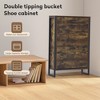 Slim Shoe Cabinet with 2 Flip Drawers &1 Drawer, Narrow Wall Hidden Shoe Cabinet, Freestanding Shoe Rack Storage Cabinet Organizer for Hallway Brown - image 2 of 4