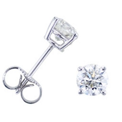 Pompeii3 3/8ct Round Diamond Studs Earrings 14K White Gold