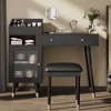 FONTOI 43.9"W Modern Makeup Vanity Desk with Drawers Cabinet and Stool for Small Places Bedroom Dressing Room, Black, 43.9"*37.8"*15.7" - 2 of 4