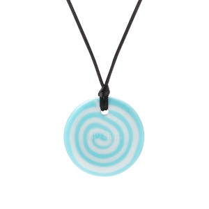 Chewigem Button Necklace, Blue White Swirl - 1 of 4