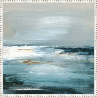 22"x22" White Framed Abstract Seascape Canvas Print