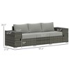 3 Seater Wicker Outdoor Couch Patio Sofa with Storage, Thickened Cushions and Wide Armrests for Porch Yard - 3 of 4