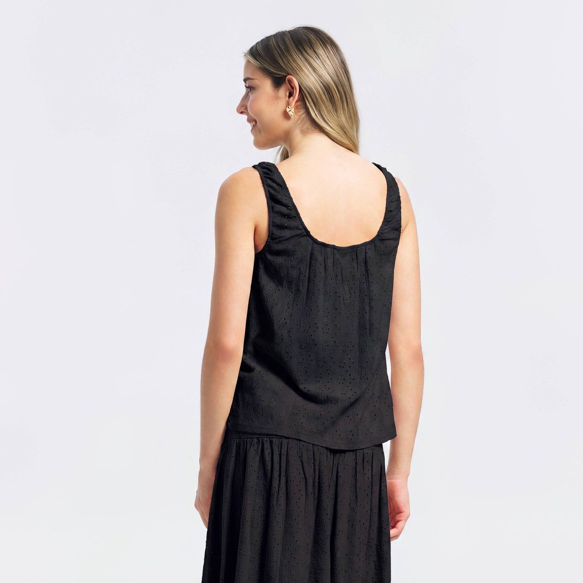 Women's Eyelet Scoop Neck Tank Top - A New Day™ - thumbnail 2