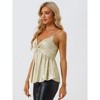 INSPIRE CHIC Women's Sleeveless Deep V Neck Shimmer Metallic Peplum Party Cami Top - 4 of 4