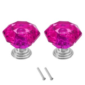 Unique Bargains Crystal Cabinet Knobs with Screw for Cupboard Wardrobe 2 Pcs - 1 of 4
