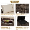 4-Piece Black Rattan Outdoor Sectional Sofa Set with Beige Cushions, Storage Box & Glass Table for Patio, Garden, or Poolside - 4 of 4