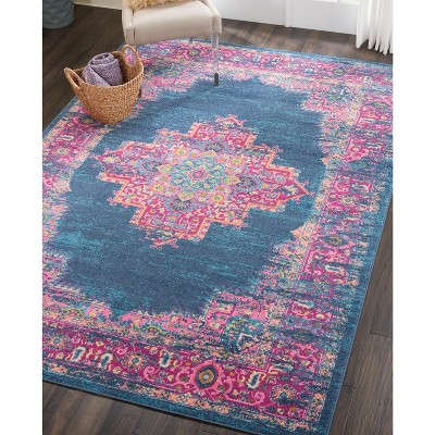 Elysian Blue Floral Synthetic Extra Large Area Rug