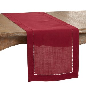 Saro Lifestyle Classic Hemstitch Border Table Runner - 1 of 3