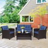 Tangkula 8PCS Outdoor Conversation Set Patio PE Rattan Set w/ Glass Table & Sofa Cushions - 4 of 4