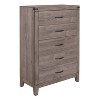 Brownish Gray Finish 1pc Bedroom Chest of 5 Drawers Melamine Laminate Dark Metal Hardware Corner Rivets - 2 of 4