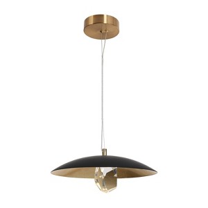LNC Eleutherius 1-Lights 13.8" Industrial Luxury Crystal Integrated LED Pendant  Lights, Black and Gold - 1 of 4