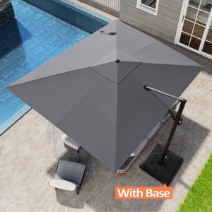 Pellebant 9x10.5FT Cantilever Umbrella Outdoor 360 Degree Rotation Offset Umbrella 6 Heights Adjustable with Base - 1 of 4