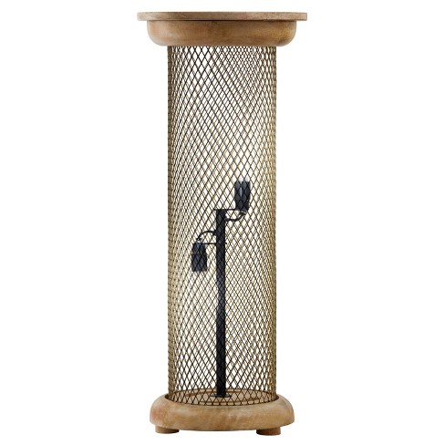 River of Goods 23" Zachary Mesh Metal Pedestal Floor Lamp: ETL Listed, Mango Wood Base - image 1 of 4