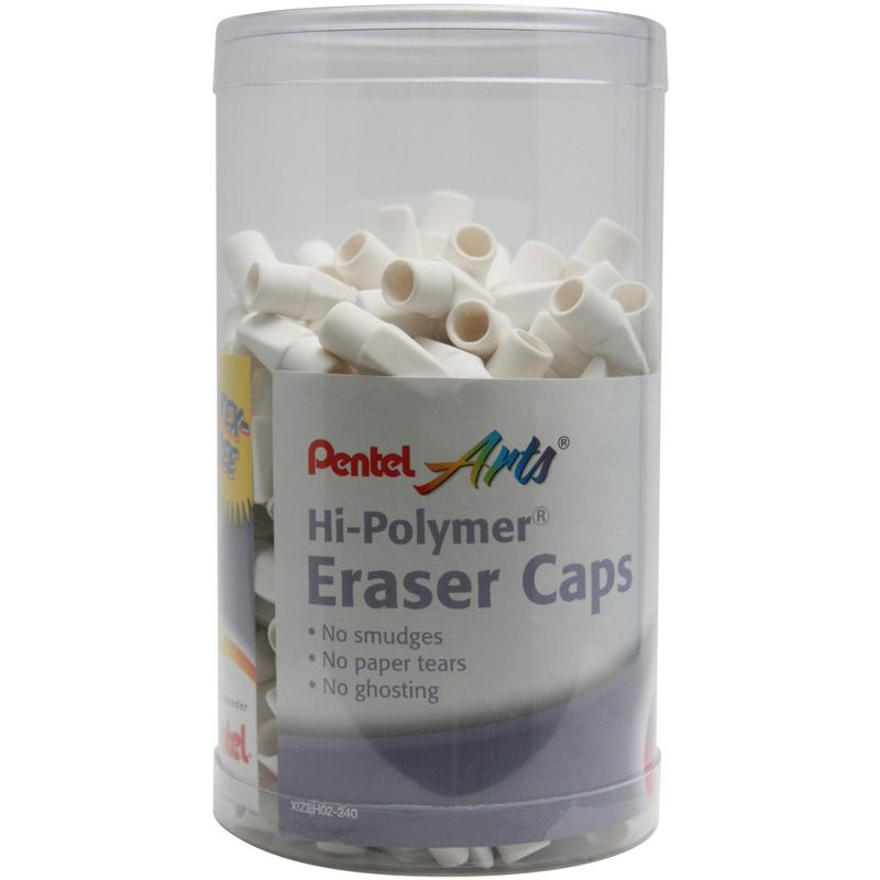 Pentel Hi-Polymer Cap Eraser, White, Pack of 240, 1 of 3
