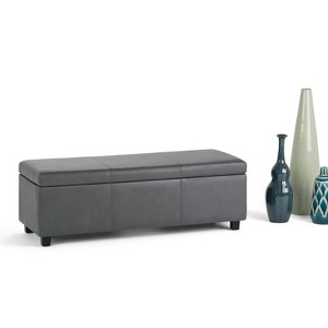 CAVINAS Faux Leather Storage Ottoman Bench with Stitching Design,Upholstered Storage Ottoman,Storage Benches for Living Room,Bedroom - 1 of 4