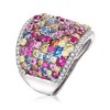 Ross-Simons 4.10 ct. t.w. Multicolored Simulated Sapphire and .20 ct. t.w. CZ Wide Ring in Sterling Silver - 3 of 4