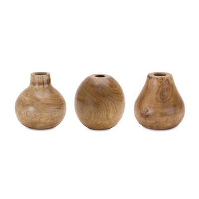 Melrose Natural Wood Bud Vase (Set of 3)