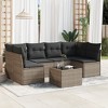 vidaXL 7 Piece Patio Sofa Set with Cushions Gray Poly Rattan - With Table - 2 of 4