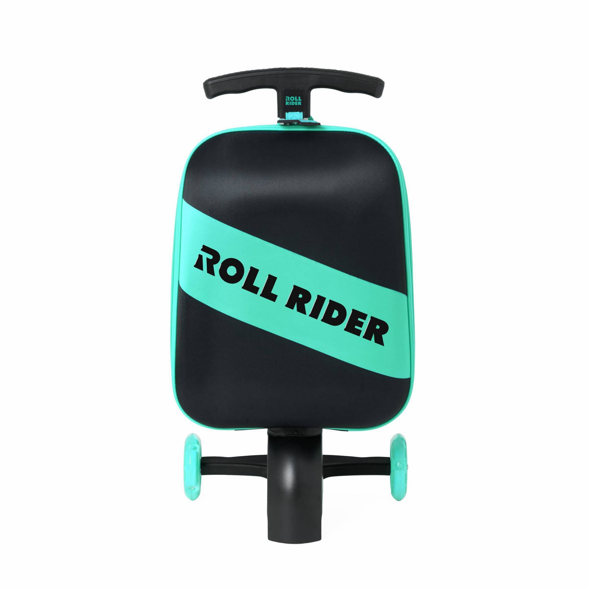 Roll Rider Softside Medium Checked Scooter Suitcase - Teal: Retractable Handle, 2 Wheels