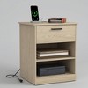Resenkos Wood Nightstand With Charging Station, Bedside Table With Wood Drawers And Open Shelf, Night Stand With Storage For Bedroom, - 3 of 4