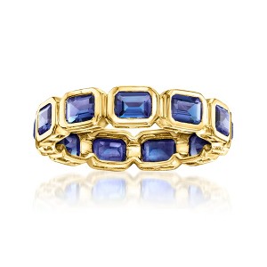 Pure Collection by Ross-Simons 2.30 ct. t.w. Lab-Grown Sapphire Eternity Band in 18kt Gold Vermeil - 1 of 4