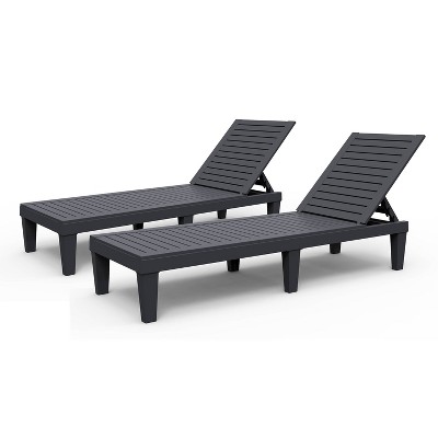 Oslo 2pk Patio Reclining Sun Lounger Black DUKAP