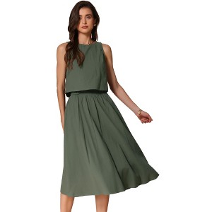 INSPIRE CHIC Women's Sleeveless Crew Neck High Waist Midi Skirt Set - 1 of 4