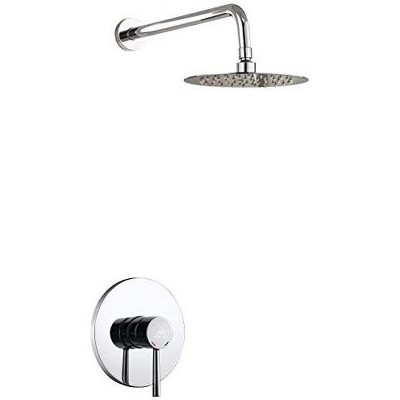 KubeBath Aqua Rondo Matte Black Shower Set w/ Ceiling Mount 8Inch Rain Shower Head