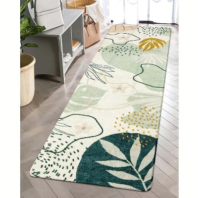 Lahome Botanical Washable Lightweight Boho Throw Rug-Soft Carpet for Living Room, Bedroom, or Entryway