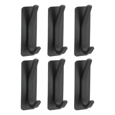 Unique Bargains Stainless Steel Self Adhesive Double Hook Wall Mounted Hanger