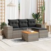 vidaXL Patio Sofa Set with Cushions Gray Poly Rattan 5 Piece - Gray - 2 of 4