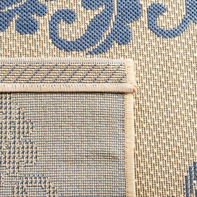 Blue Medallion Rectangular Easy Care Indoor/Outdoor Rug