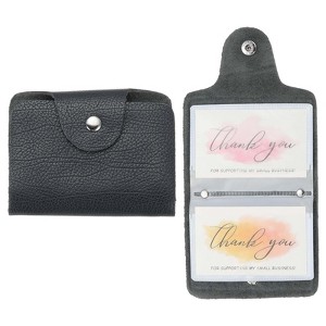 Unique Bargains Leather Slim ID Card Business Card Holder Wallets with 24 Slots 4" x 3" 2 Pcs - 1 of 4