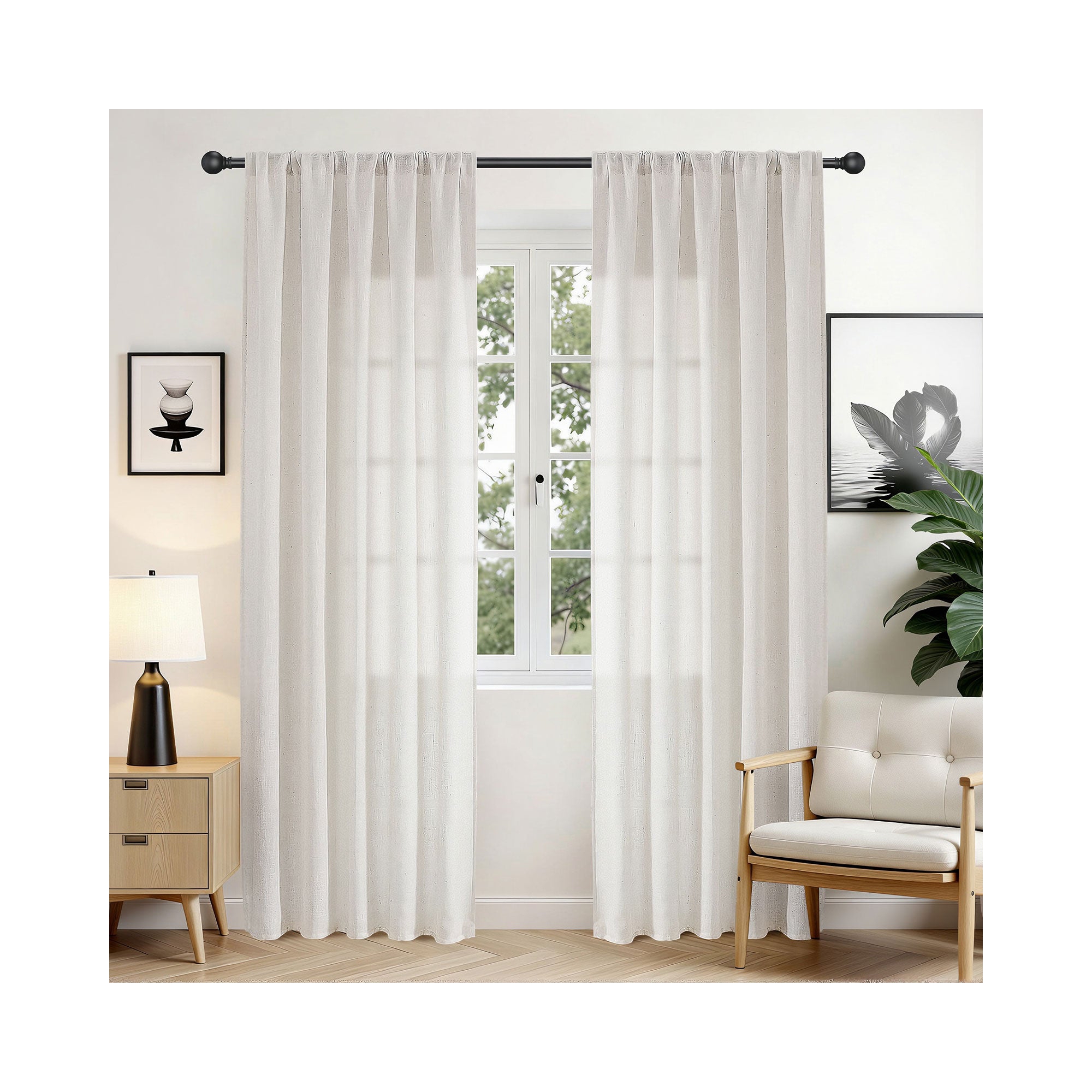 JoyDeco 100''W x 108''L Ivory Linen Curtains