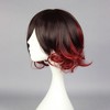 Unique Bargains Women's Curly Wigs 12" Brown Gradient Red with Wig Cap - 3 of 4