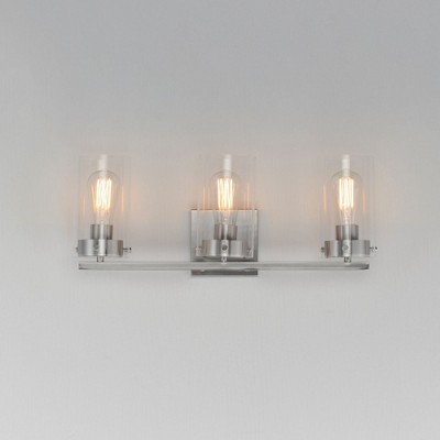 Satin Nickel 3-Light Vanity with Clear Glass Shades