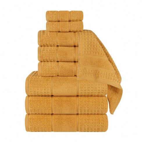 Zero Twist Cotton Waffle Honeycomb Medium Weight 9 Piece Bathroom