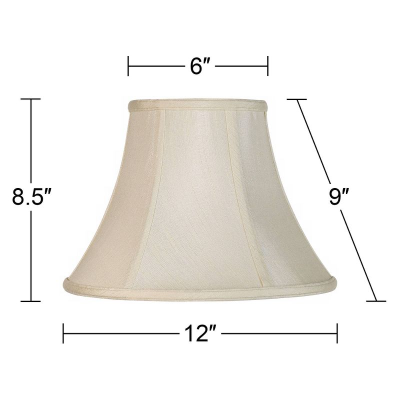 Imperial Shade Set of 2 Creme Bell Small Lamp Shades 6" Top x 12" Bottom x 9" High (Spider) Replacement with Harp and Finial, 5 of 8