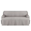 Duck T Cushion Sofa Slipcover Gray - Sure Fit: Cotton, Machine Washable, Indoor Stretch Fit - 2 of 4
