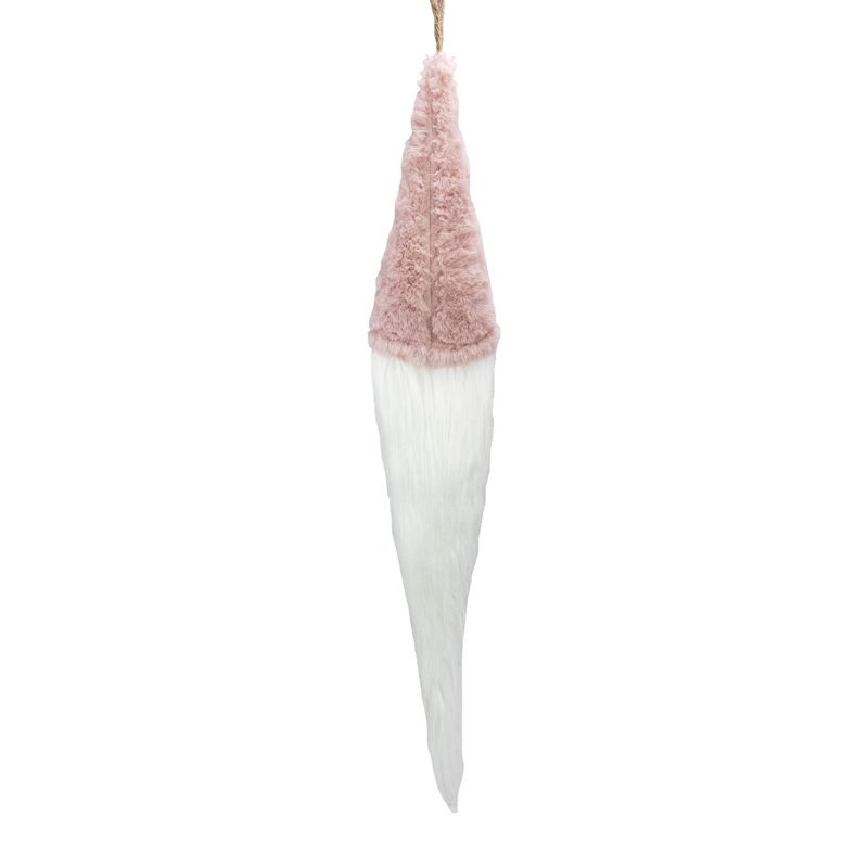 Northlight 24" Plush Pink and White Holiday Collections Hanging Gnome Christmas Ornament, 4 of 5