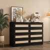 8-Drawer Rattan Dresser - Modern Wide Wood Chest with Double Storage for Bedroom, Easy Assembly - 2 of 4