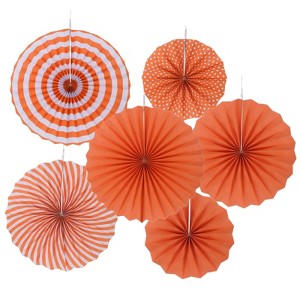 Unique Bargains Paper Hanging Decorative Folding Fans 8" 12" 16" 6 Pcs - 1 of 4